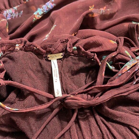 Free People Cloud Nine Chiffon Maxi Dress In Berry Combo Size S - Picture 9 of 9